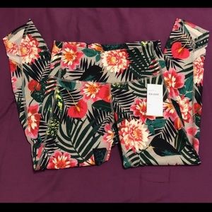 Athletic High Waisted Leggings Medium Floral Print - Workout Leggings